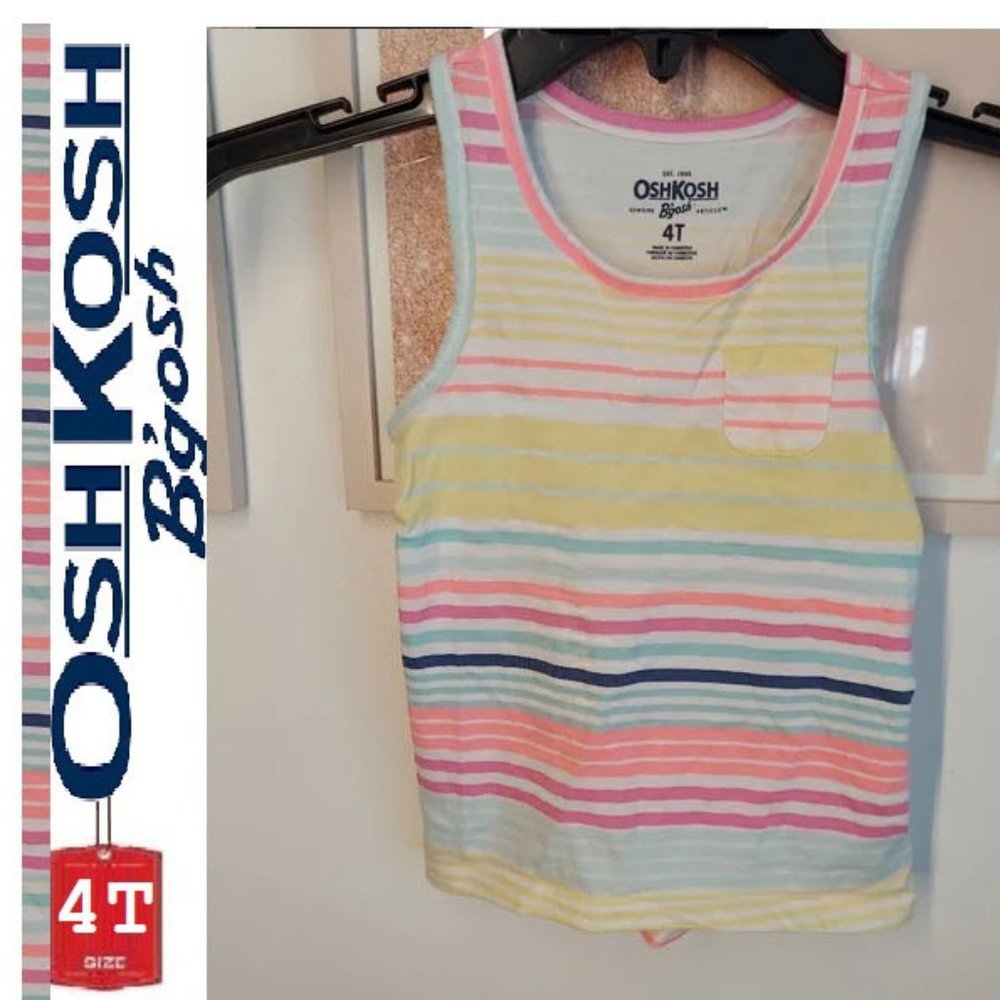 ๐10/$25-Neon stripes tank, 4T, Osh Kosh